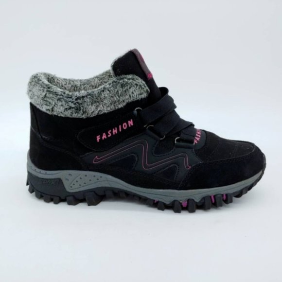 Fashion Womens Ankle Winter Hiking Boots Black Round Toe Hook & Loop EUR‎ 38 - Picture 1 of 10